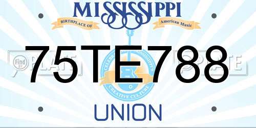 75TE788 Mississippi License Plate