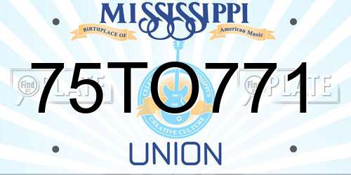 75TO771 Mississippi License Plate