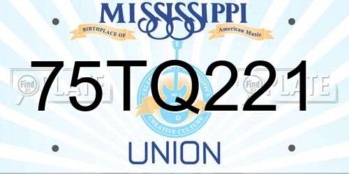 75TQ221 Mississippi License Plate