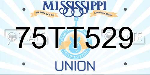 75TT529 Mississippi License Plate