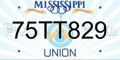 75TT829 Mississippi License Plate