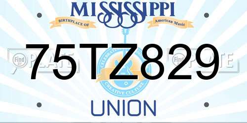 75TZ829 Mississippi License Plate