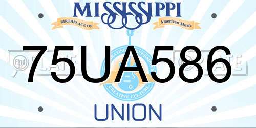 75UA586 Mississippi License Plate