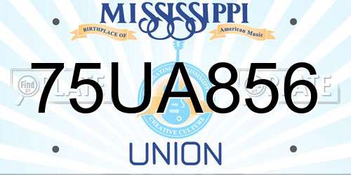 75UA856 Mississippi License Plate