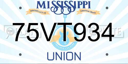 75VT934 Mississippi License Plate