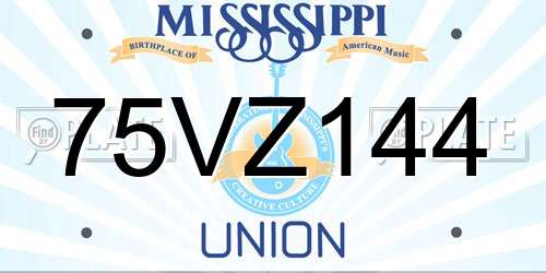 75VZ144 Mississippi License Plate