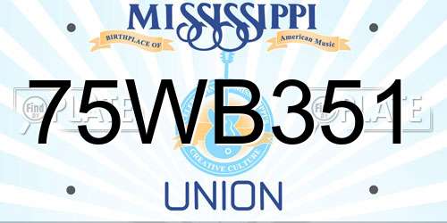 75WB351 Mississippi License Plate