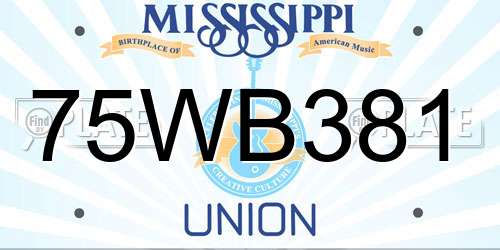 75WB381 Mississippi License Plate