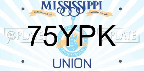 75YPK Mississippi License Plate