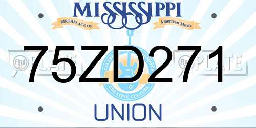 75ZD271 Mississippi License Plate