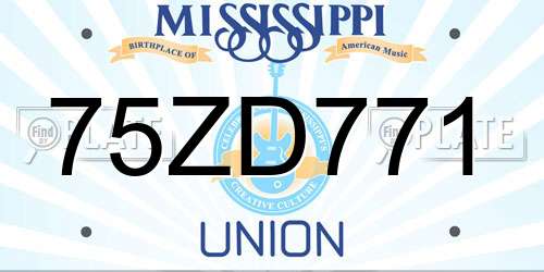 75ZD771 Mississippi License Plate