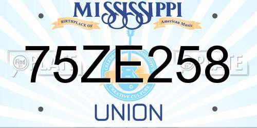 75ZE258 Mississippi License Plate