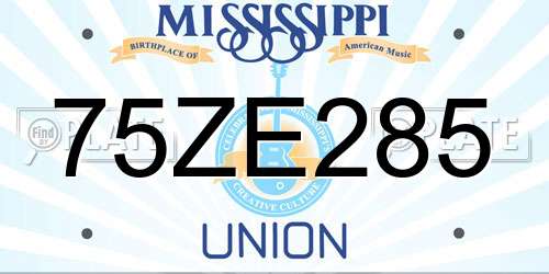 75ZE285 Mississippi License Plate