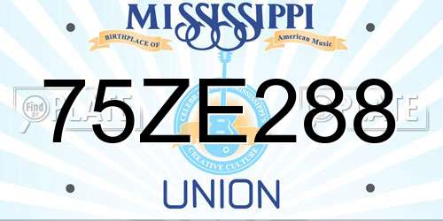 75ZE288 Mississippi License Plate
