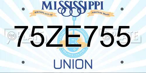 75ZE755 Mississippi License Plate