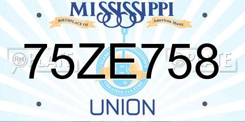 75ZE758 Mississippi License Plate