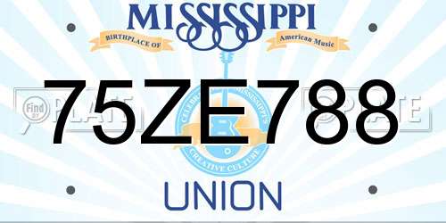 75ZE788 Mississippi License Plate