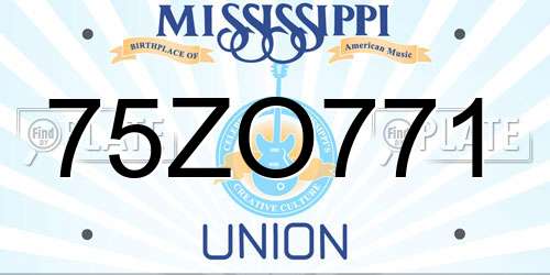 75ZO771 Mississippi License Plate