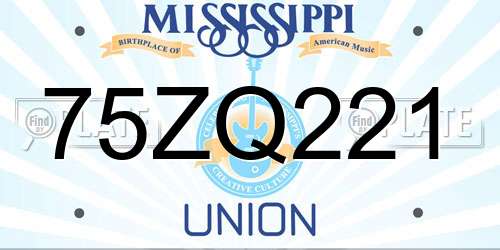 75ZQ221 Mississippi License Plate