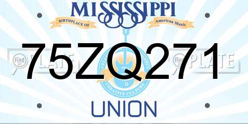 75ZQ271 Mississippi License Plate