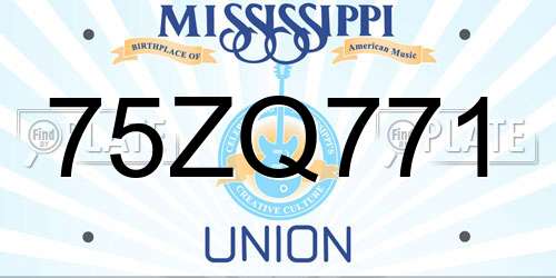 75ZQ771 Mississippi License Plate