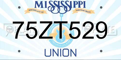 75ZT529 Mississippi License Plate