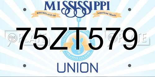 75ZT579 Mississippi License Plate