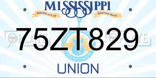 75ZT829 Mississippi License Plate