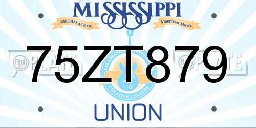 75ZT879 Mississippi License Plate