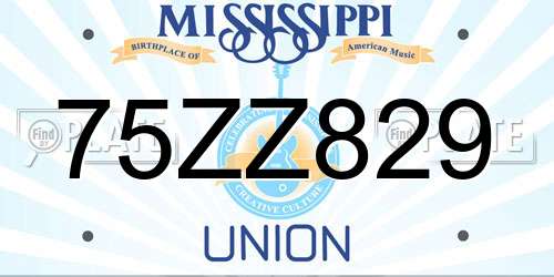 75ZZ829 Mississippi License Plate