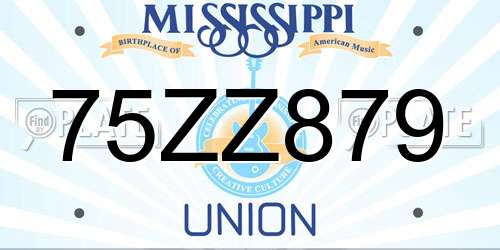 75ZZ879 Mississippi License Plate
