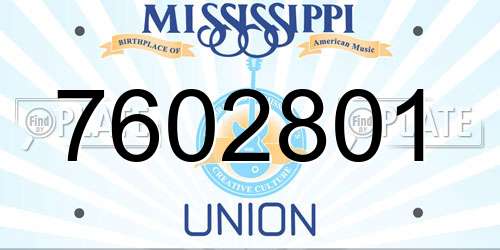 7602801 Mississippi License Plate