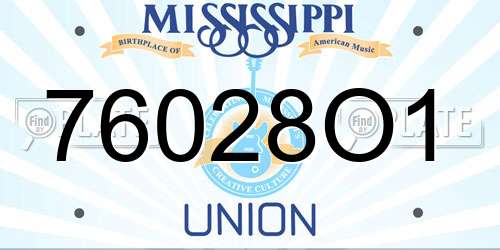 76028O1 Mississippi License Plate