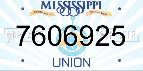 7606925 Mississippi License Plate