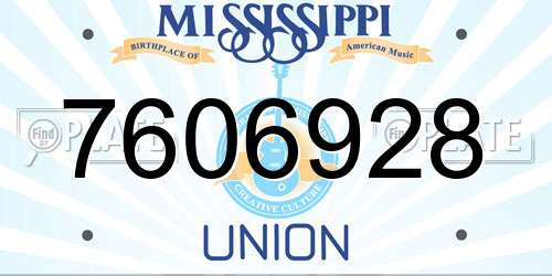 7606928 Mississippi License Plate