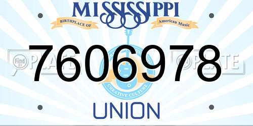 7606978 Mississippi License Plate