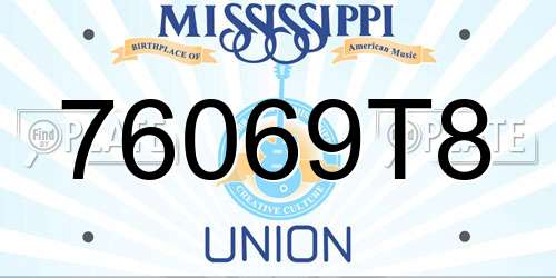 76069T8 Mississippi License Plate