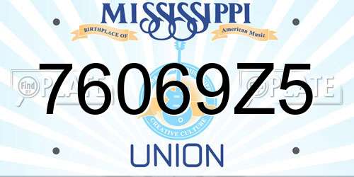 76069Z5 Mississippi License Plate