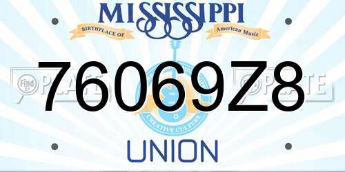 76069Z8 Mississippi License Plate