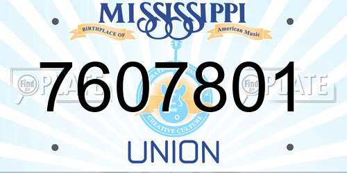 7607801 Mississippi License Plate