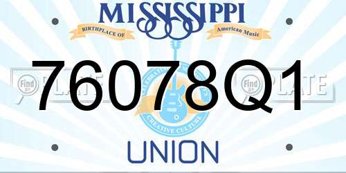 76078Q1 Mississippi License Plate
