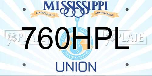 760HPL Mississippi License Plate