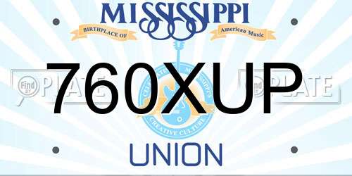 760XUP Mississippi License Plate