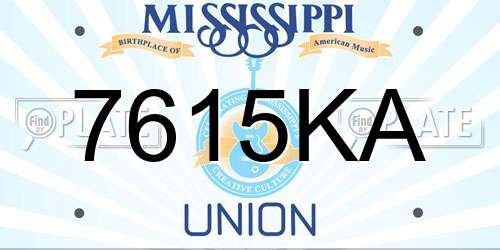 7615KA Mississippi License Plate