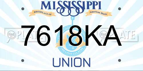 7618KA Mississippi License Plate