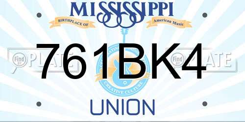 761BK4 Mississippi License Plate