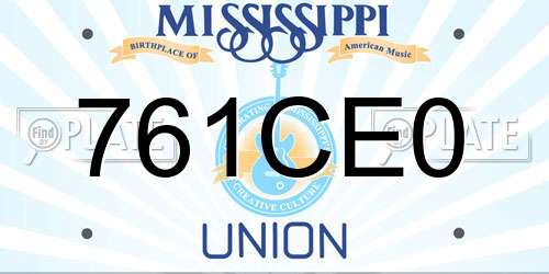 761CE0 Mississippi License Plate