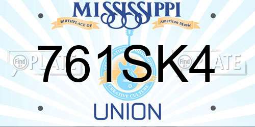 761SK4 Mississippi License Plate