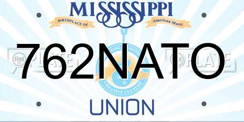 762NATO Mississippi License Plate