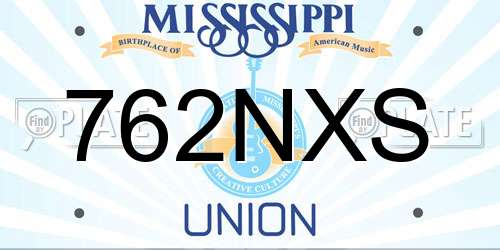 762NXS Mississippi License Plate